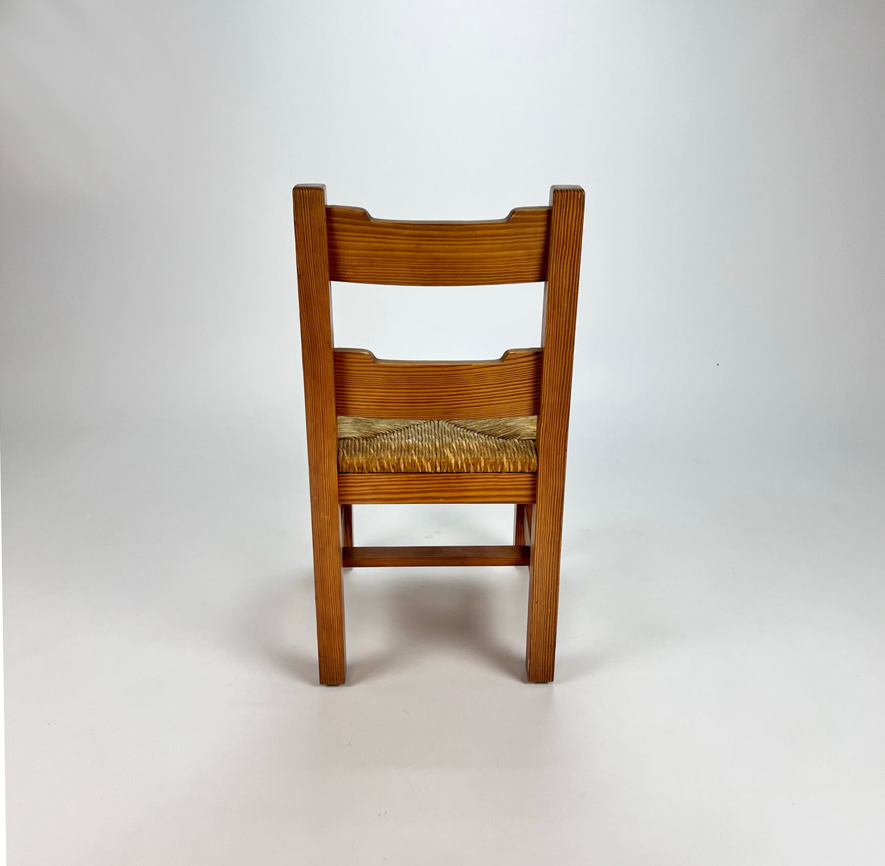 Mid century pine and rush dining chairs, set of 6, 1960s