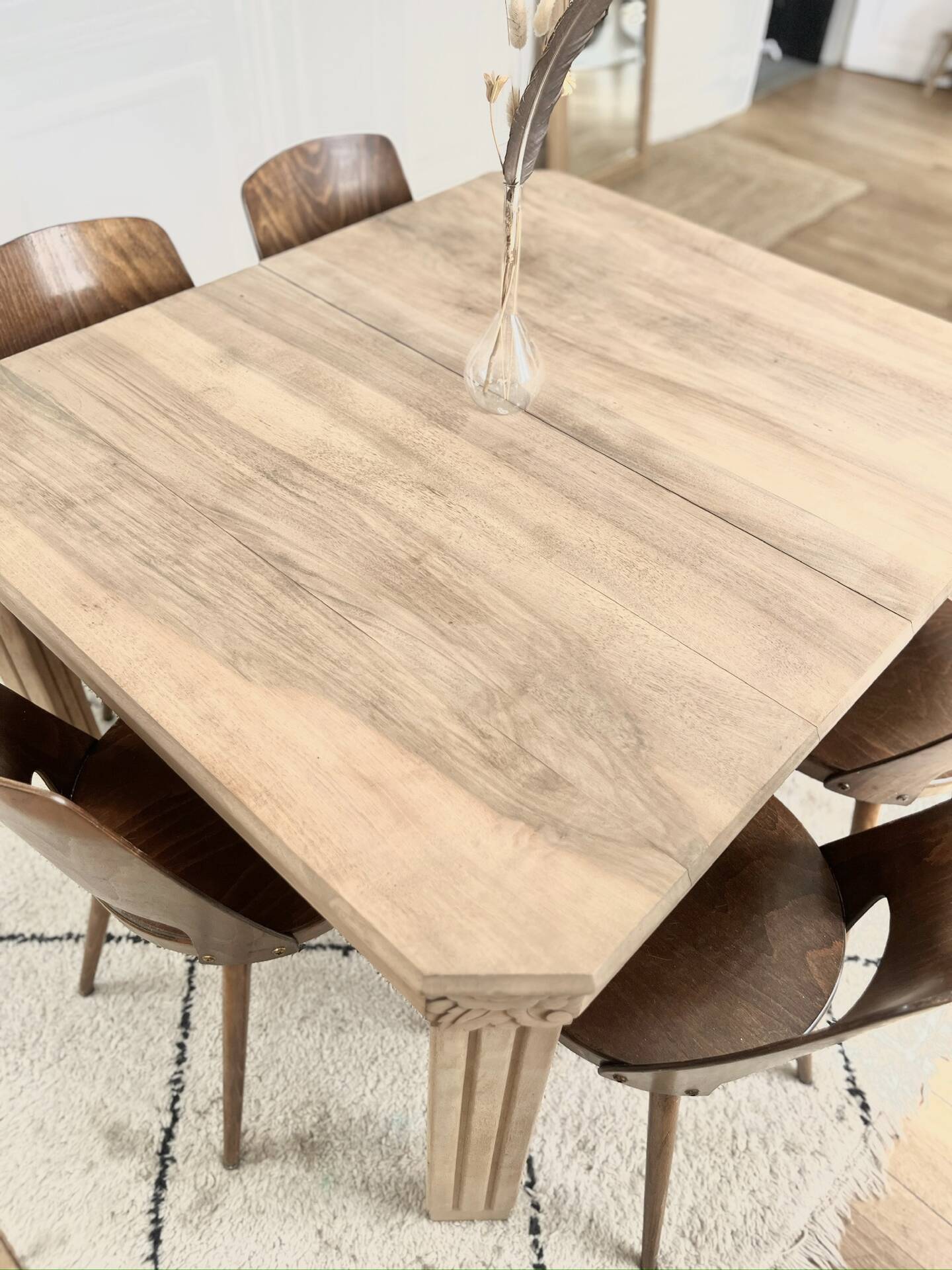 Art Deco dining table made of solid wood.