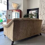 Beige velvet sofa
