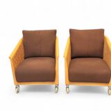2 x woven rattan arm chairs "Mozart" by Antonio Citterio for Flexform 90's