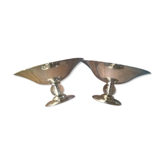 Two silver metal cups, art deco, paris world's fair 1930.