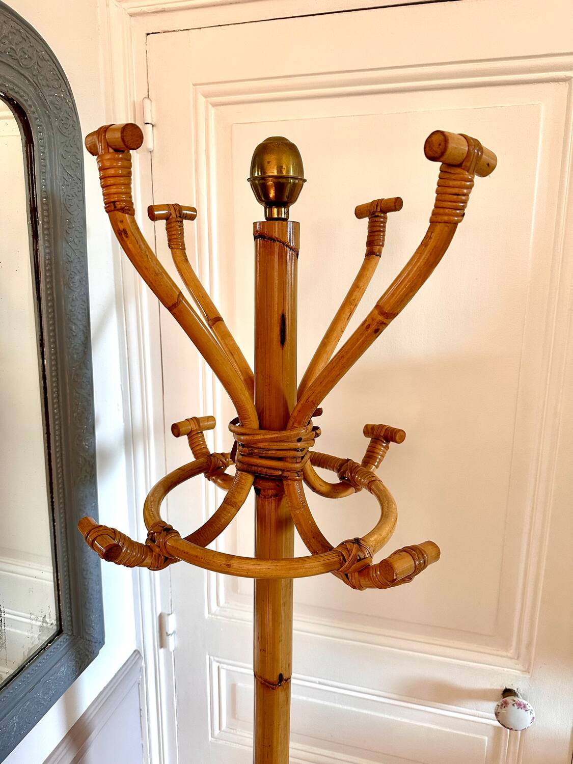 Vintage Rattan Parrot Coat Rack