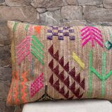 Handmade Moroccan Kilim cushion cover: Bohemian decorative cushion