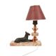 French Art Deco Table Lamp Pink Marble Glass Shepherd Dog