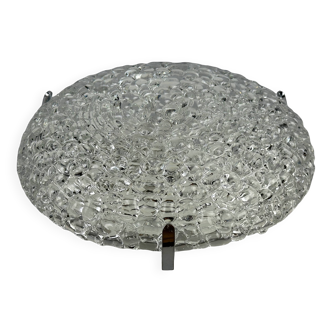Lampe plafonnier encastré en verre Ice Design Space Age Années 1960 et 1970