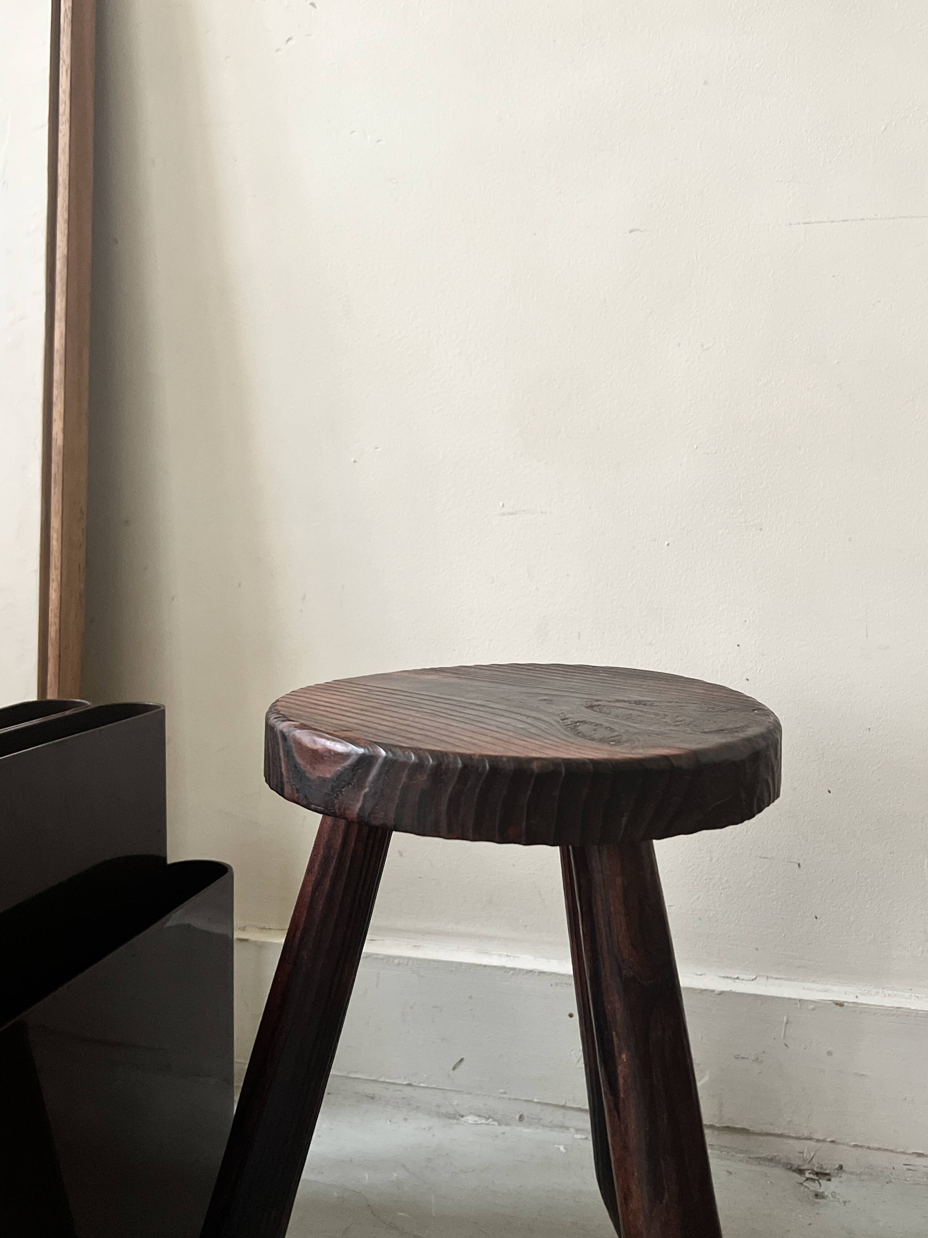 Brutalist wooden farm stool
