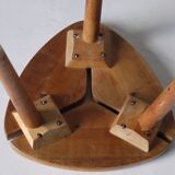 Scandinavian Tripod Pinewood and Beech Stool, 1950s