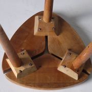 Scandinavian Tripod Pinewood and Beech Stool, 1950s