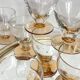 9 Art Deco wine or water glasses with amber stems, 9 cl.