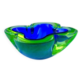 Ashtray or glass pocket tray in blue and green sommerso, Murano, 1960s