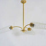 Branched chandelier, brass and glass tubes year 60