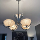 Vintage art deco chandelier, chrome and pink glass, vintage 1930