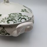 vegetable serving dish tureen earthenware English floral green decoration