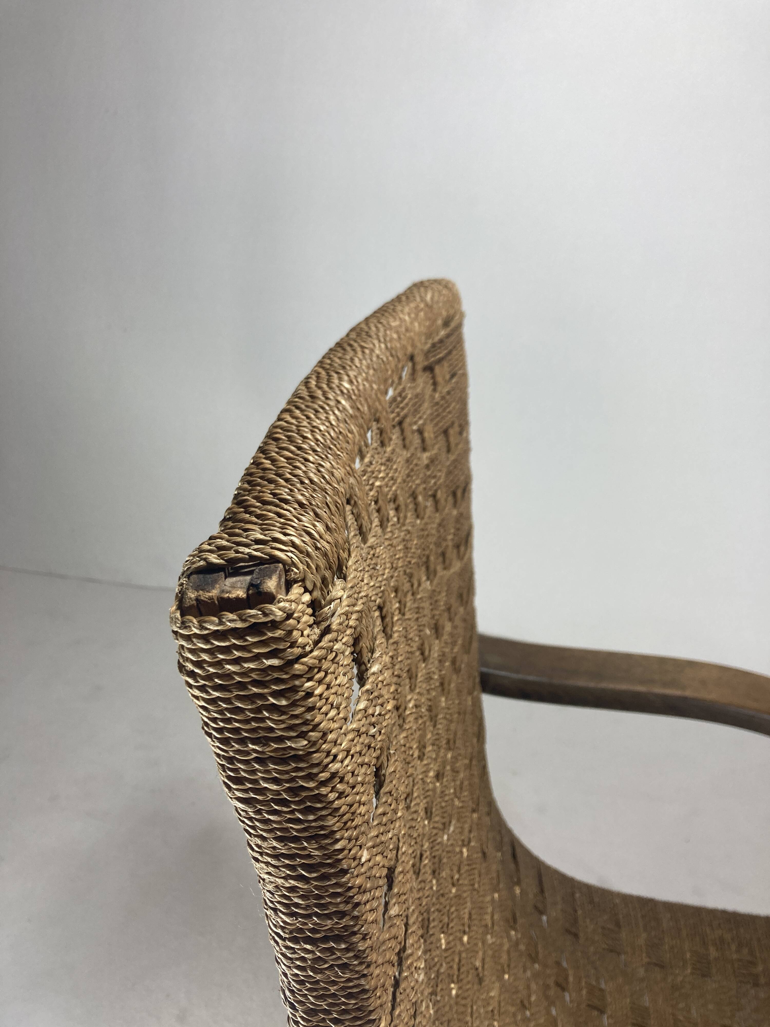 Cantilever wicker cord chair, 1930s