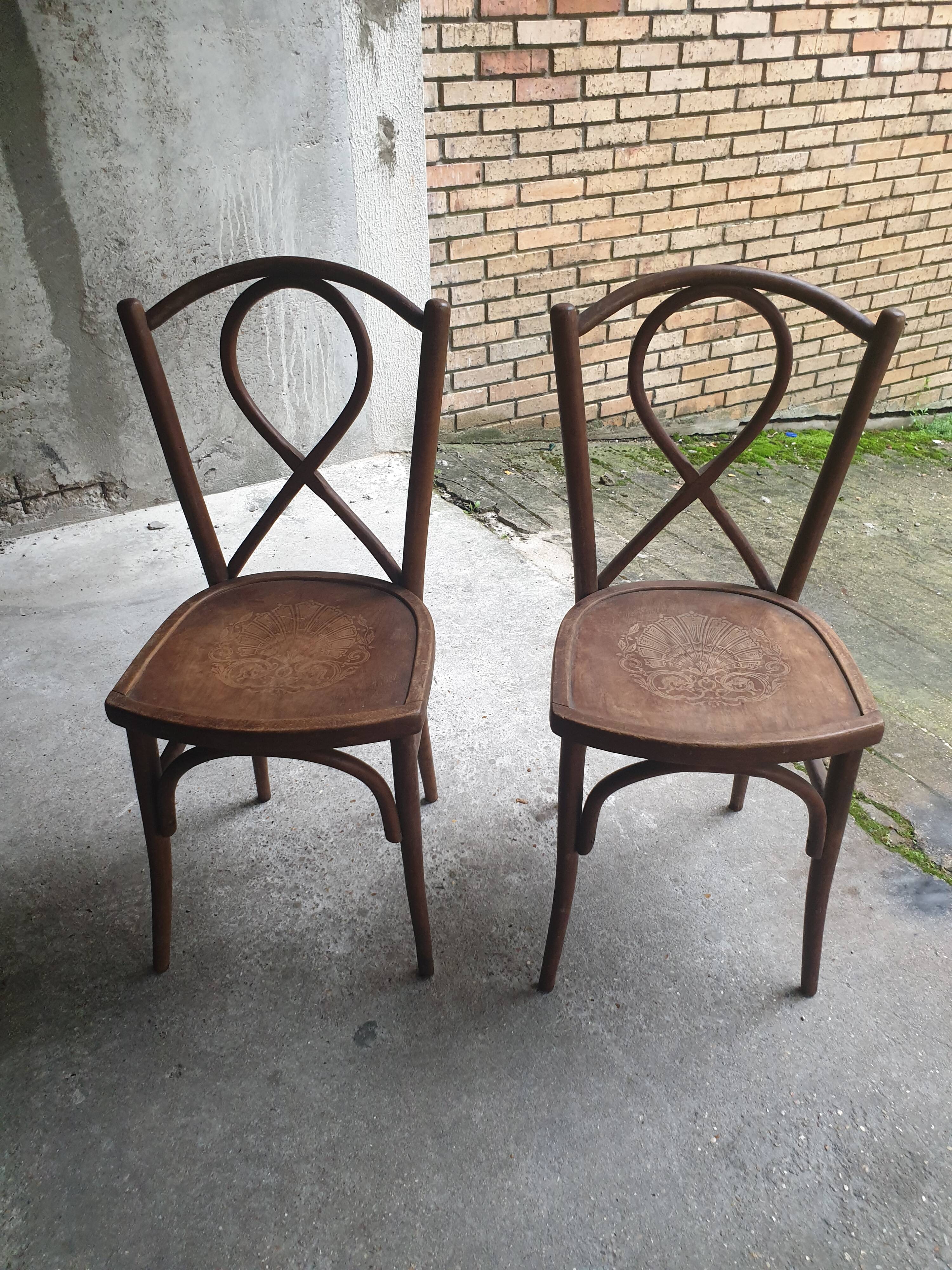 Pair of 1920s bistro chairs