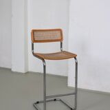 Tabouret de bar en rotin tubulaire style Marcel Breuer | Italie | Années 1970