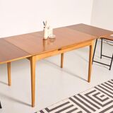 Vintage Scandinavian style dining table, side extensions
