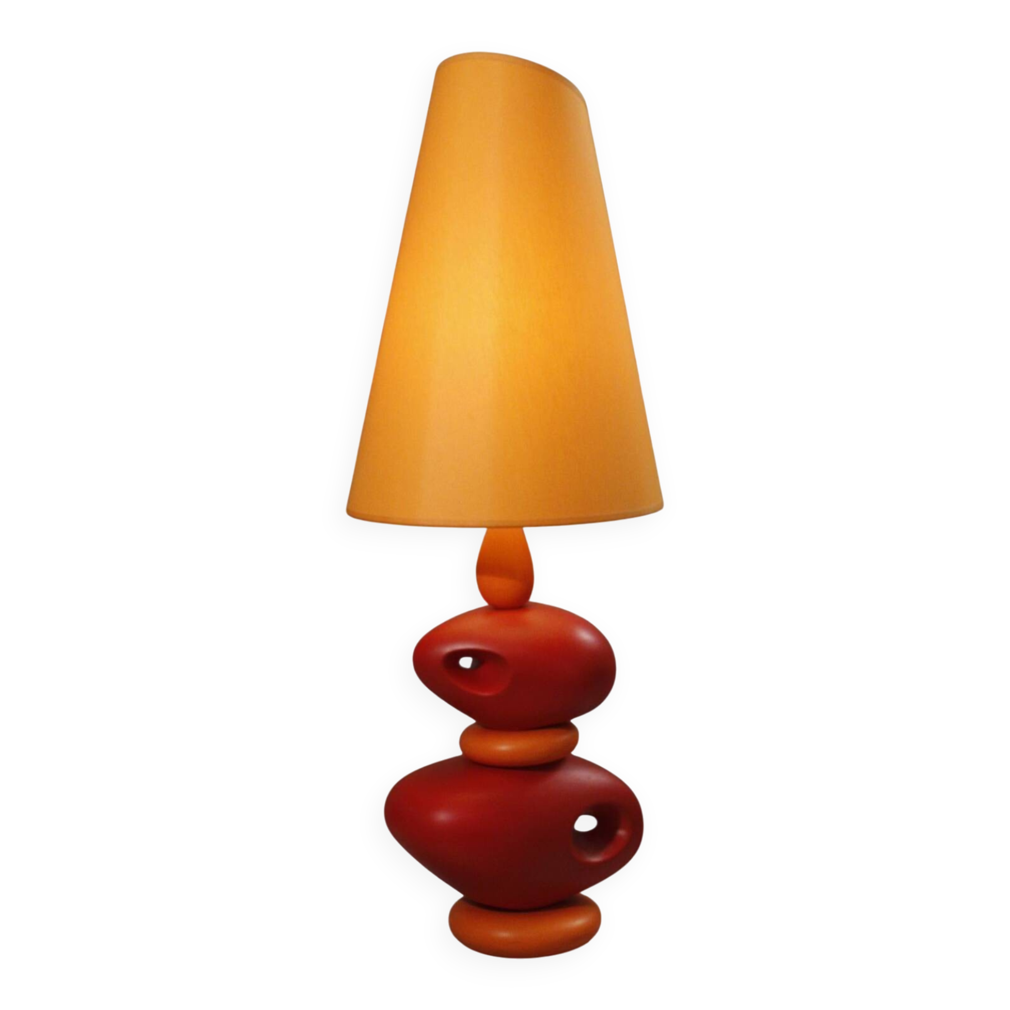 Louis Drimmer large ceramic pebble lamp orange 1980s