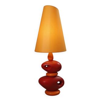 Louis Drimmer large ceramic pebble lamp orange 1980s