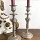 Antique silver-plated metal candlesticks