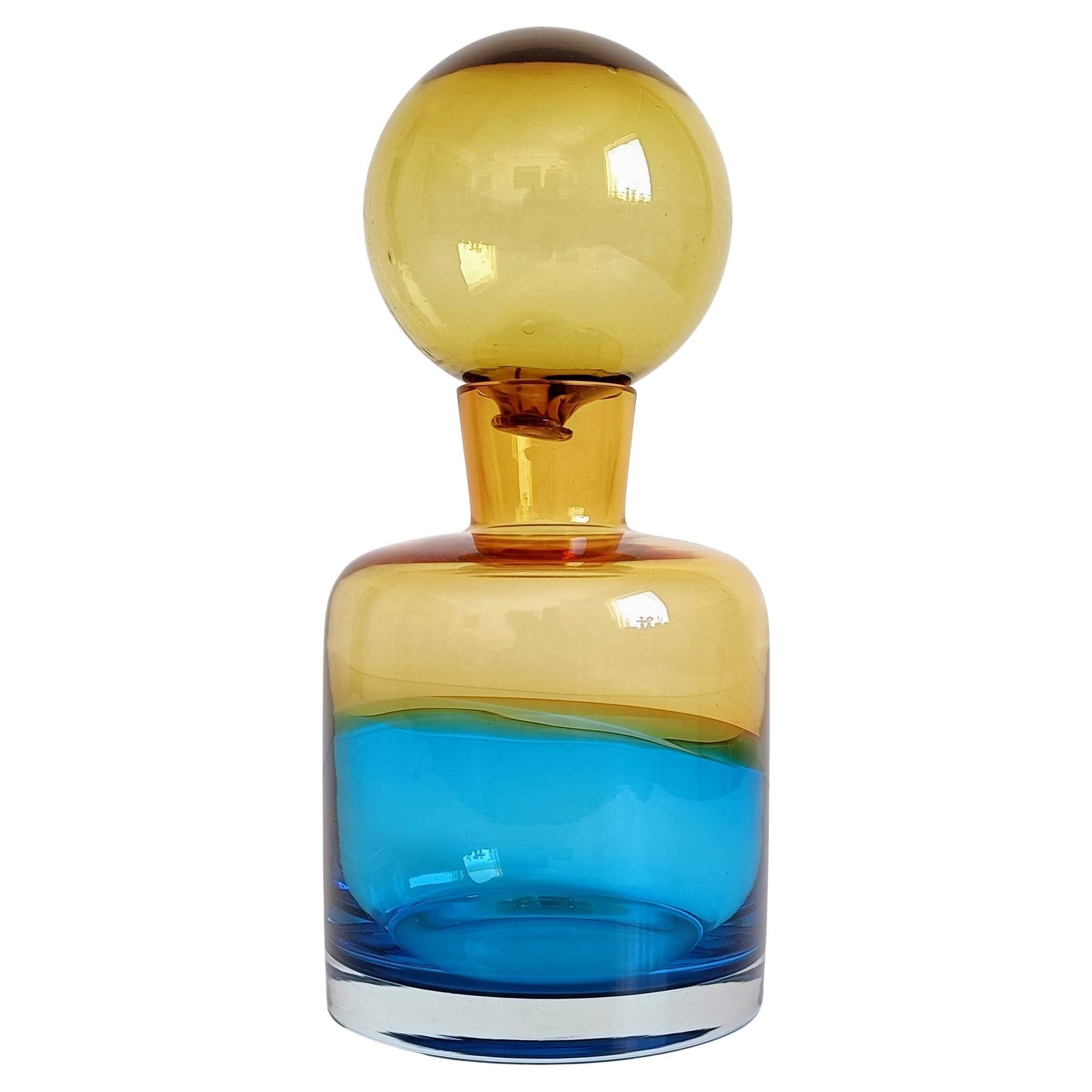 Sommerso Murano Art Glass Bottle In The Style of Flavio Poli for Seguso