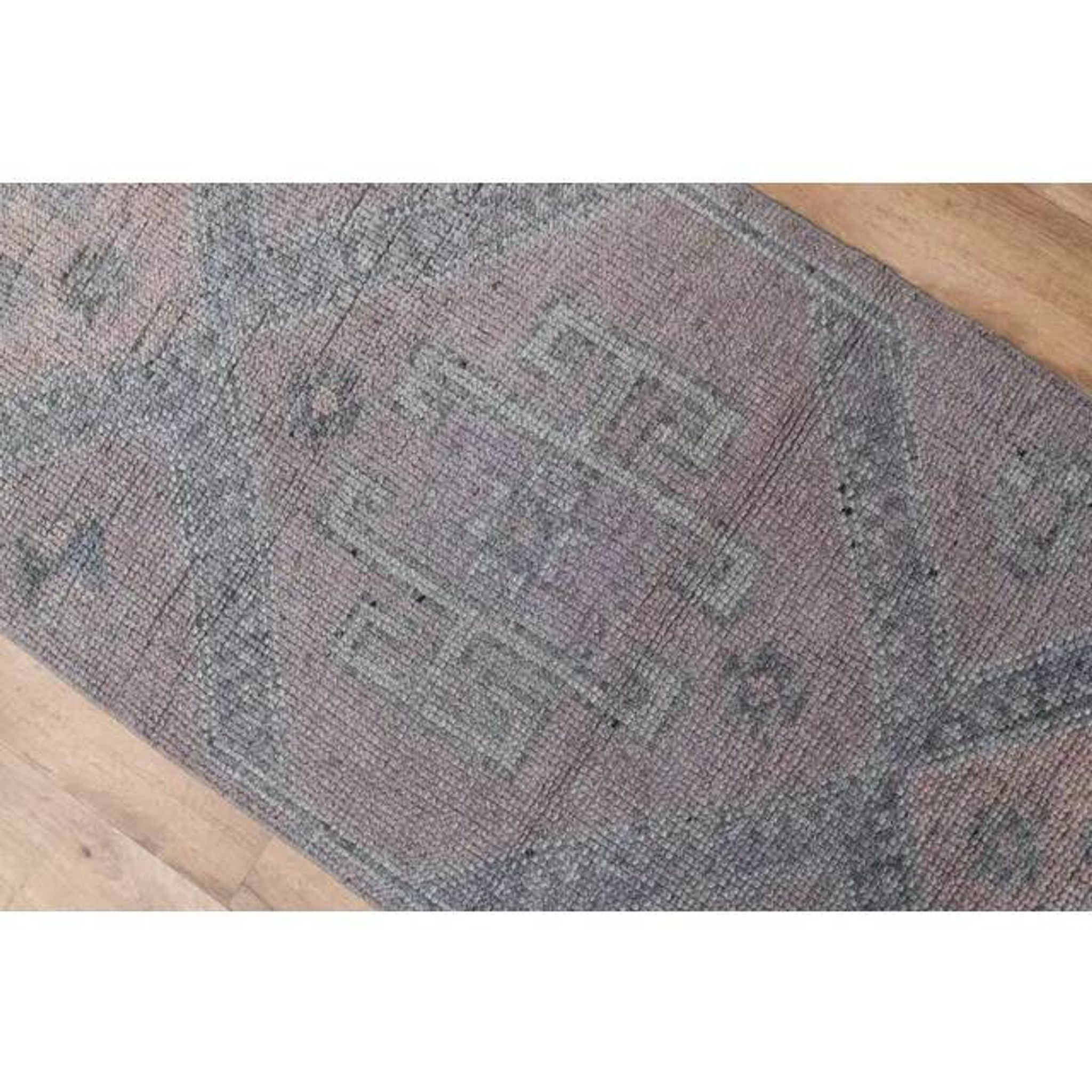 1970s Turkish Oushak Handmade Wool Cotton Pink Area Rug 90x377