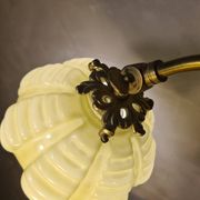 Bronze and brass lamp, opaline shade, 1950.