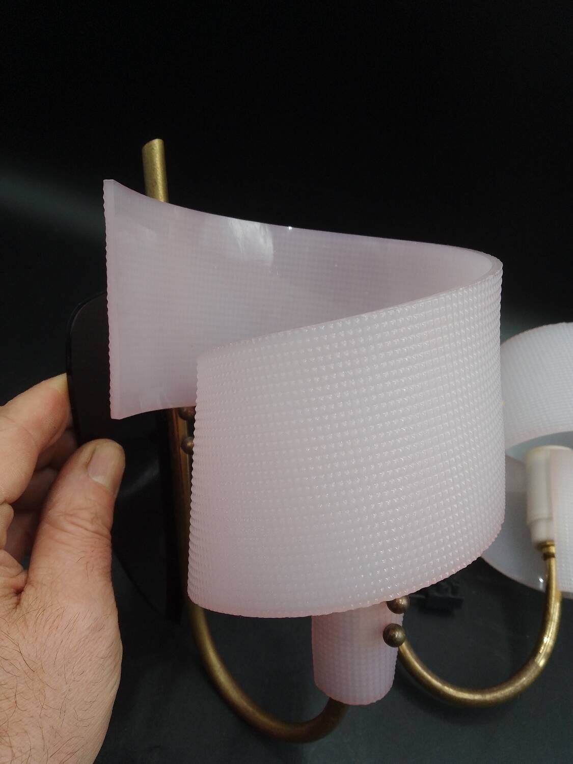 Pair of wall lights 1950 1960 Design Geru Leuchten Plexiglas and Brass