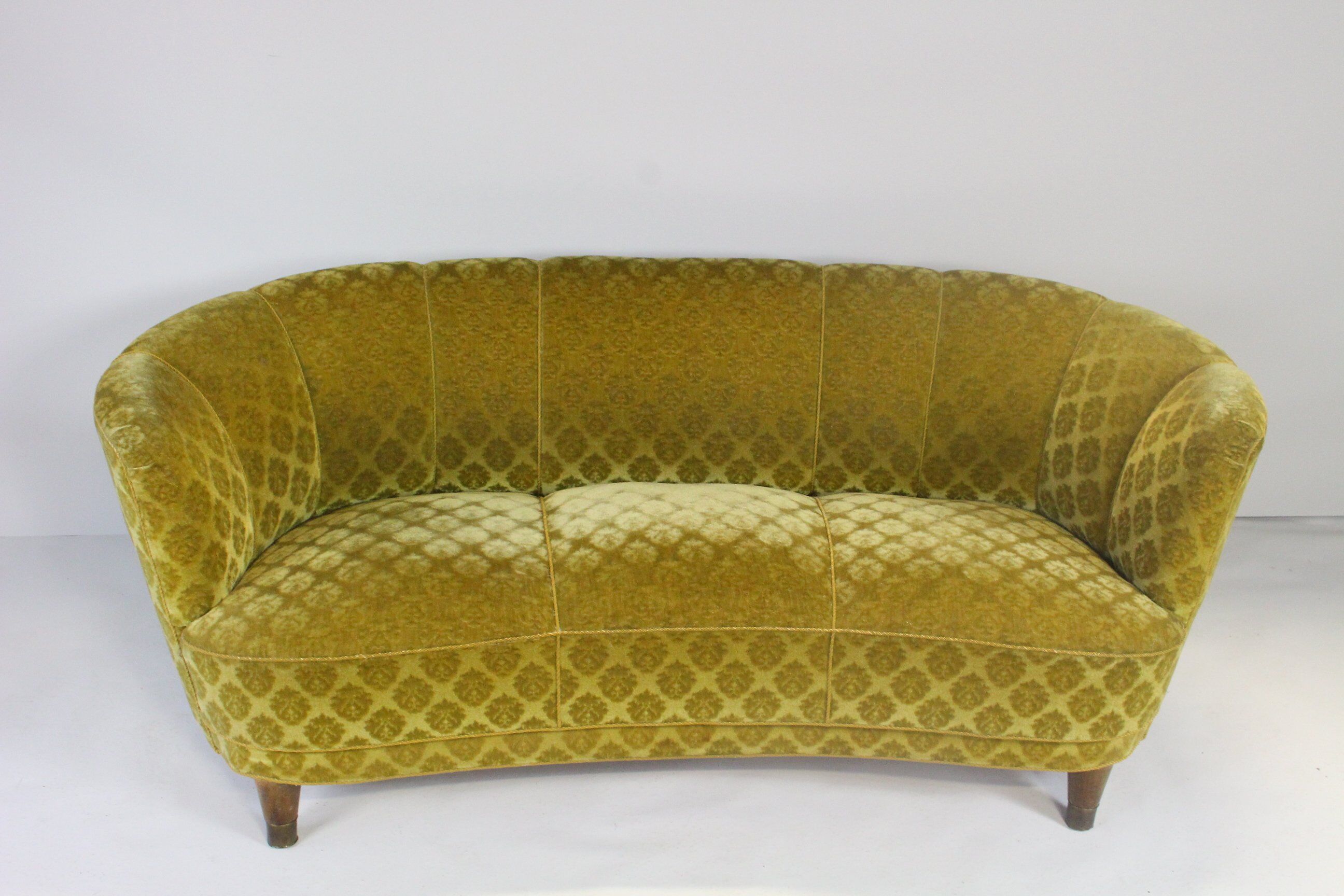1950s Mid Century Gold Banana Sofa, Denmark