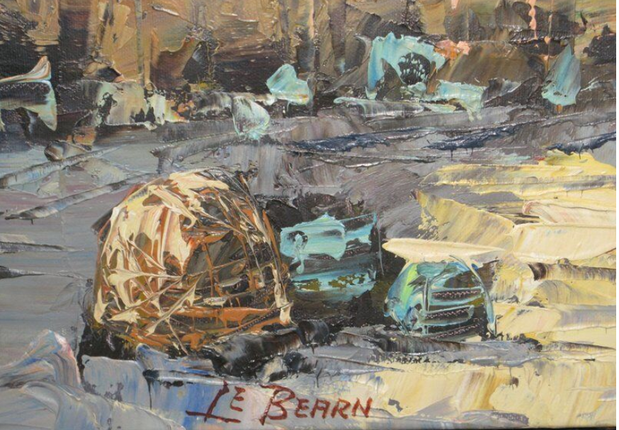 Marine, boats at dock signed Le Bearn, oil on canvas, XXth