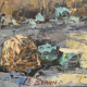 Marine, boats at dock signed Le Bearn, oil on canvas, XXth