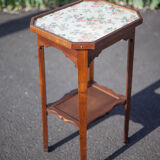 Antique wood pedestal table, 30