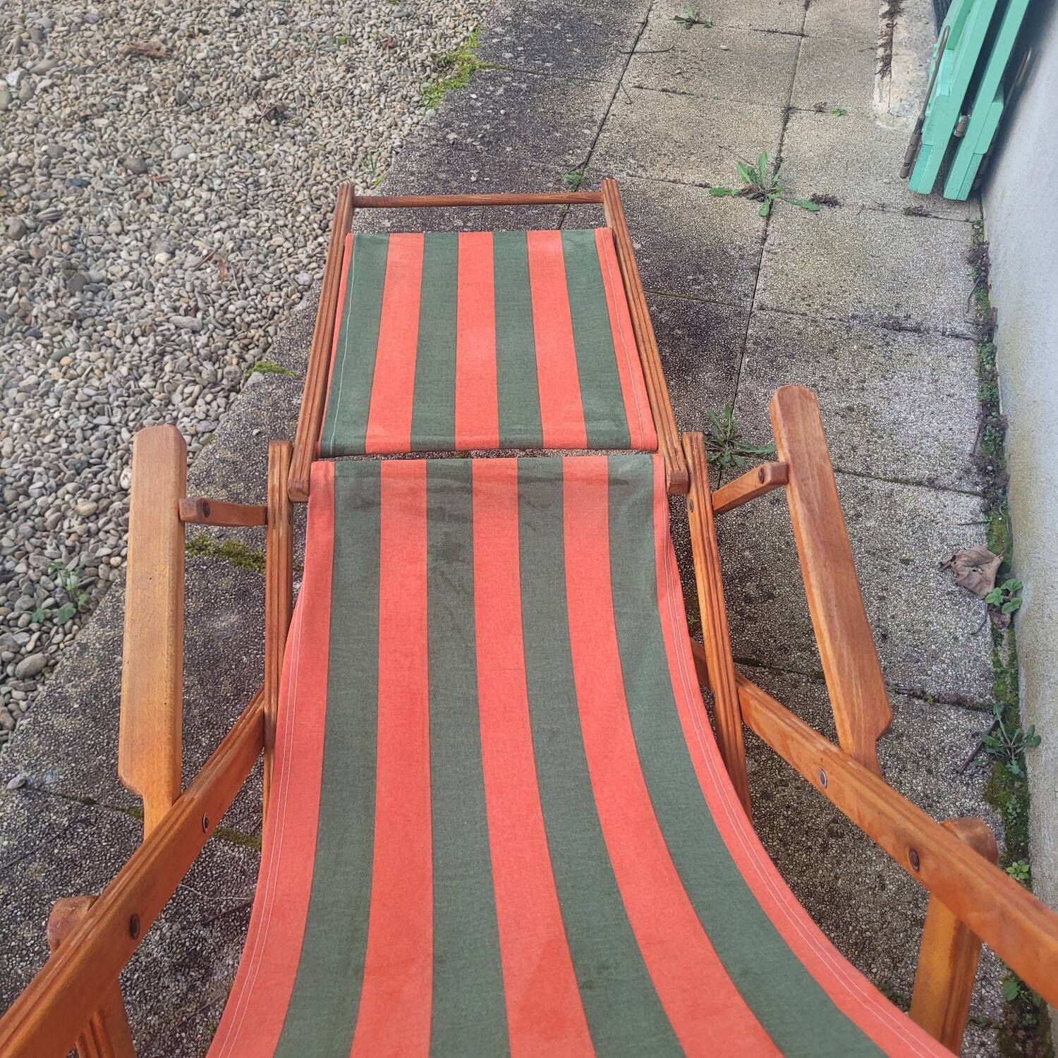 Vintage Deck Chair with Footrest – Transatlantic Stripes