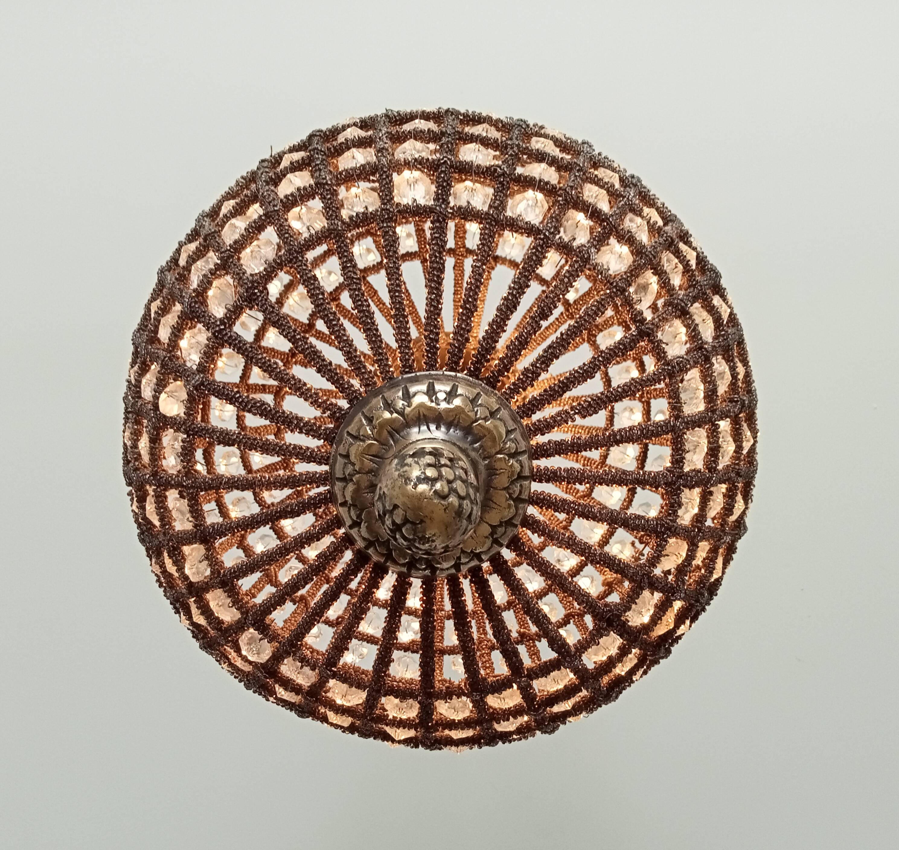 Chandelier ball brass pearls and grapevines late nineteenth century