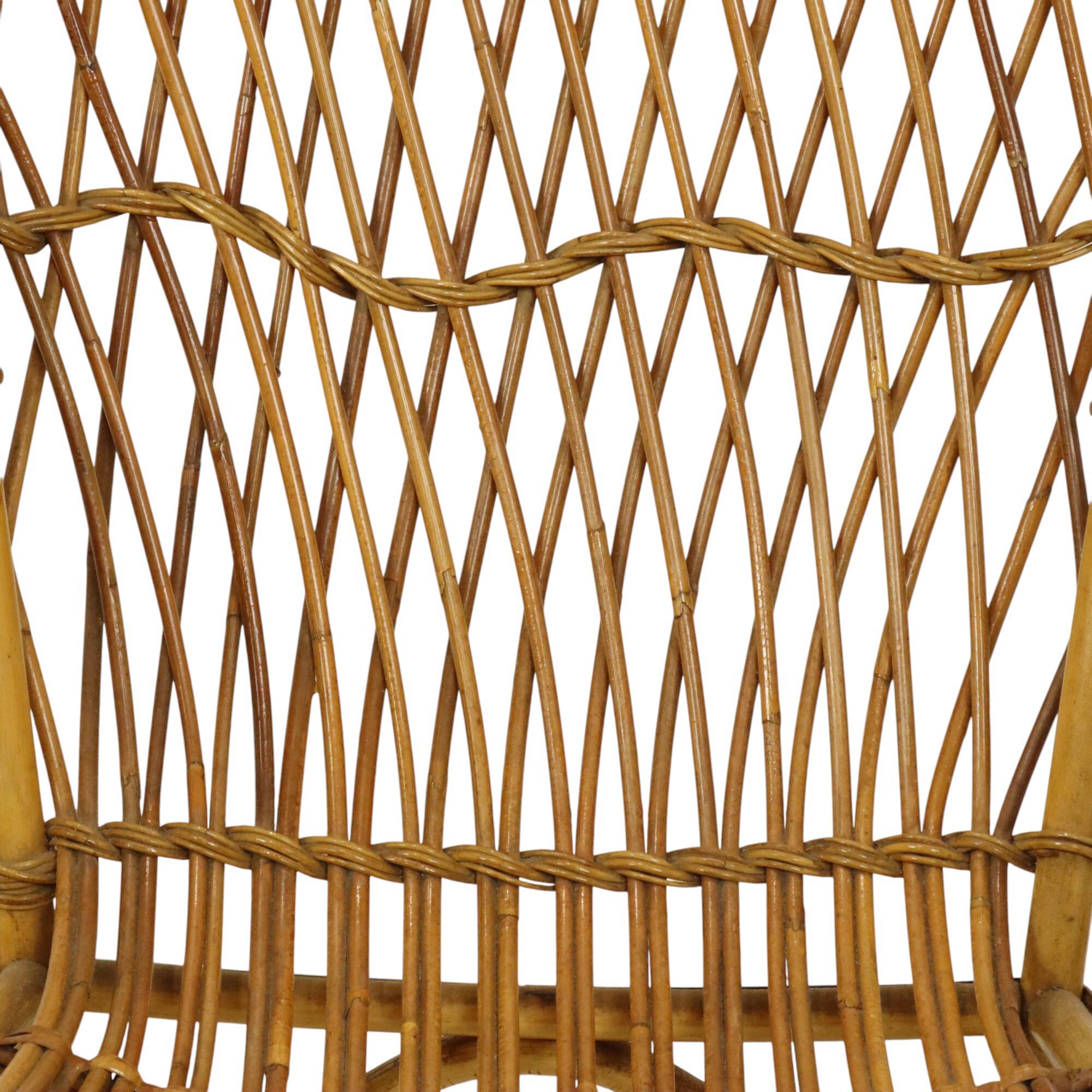 Vintage Set Rattan Chairs Armchairs Table Boho Design Sixties