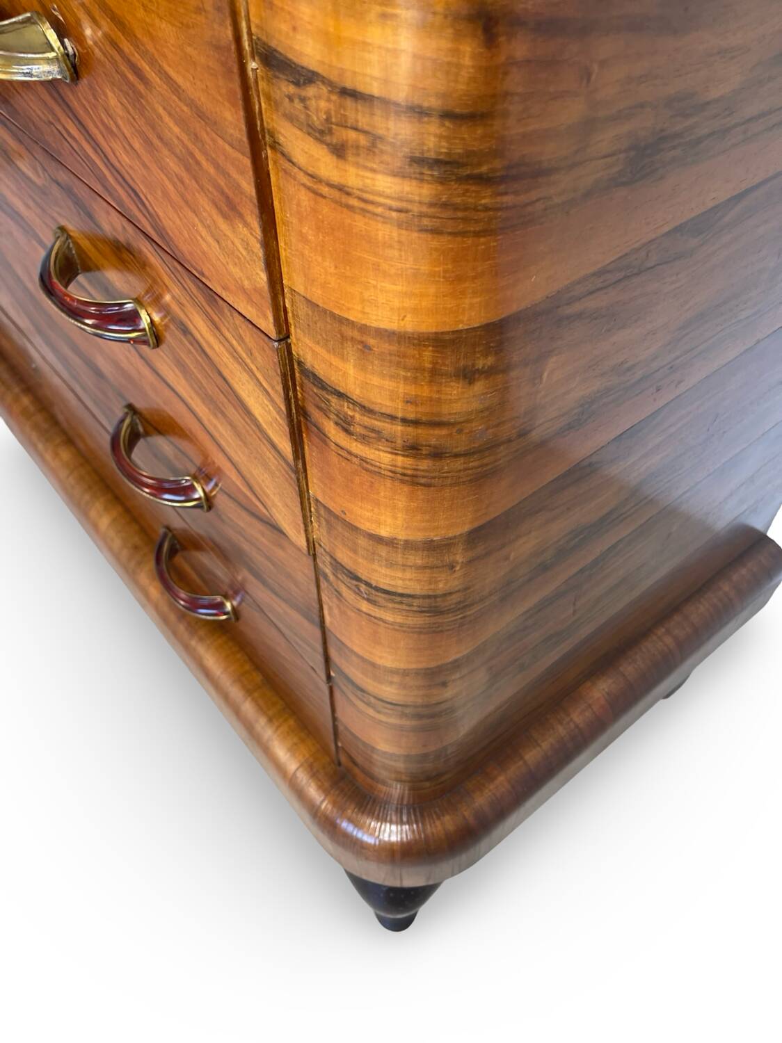 Commode italienne Art déco en ronce de noyer, années 1930