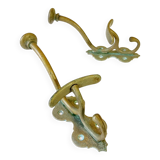 Antique patinated brass coat hooks