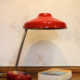 Carmine red saucer/UFO articulated years 50/60 desk lamp