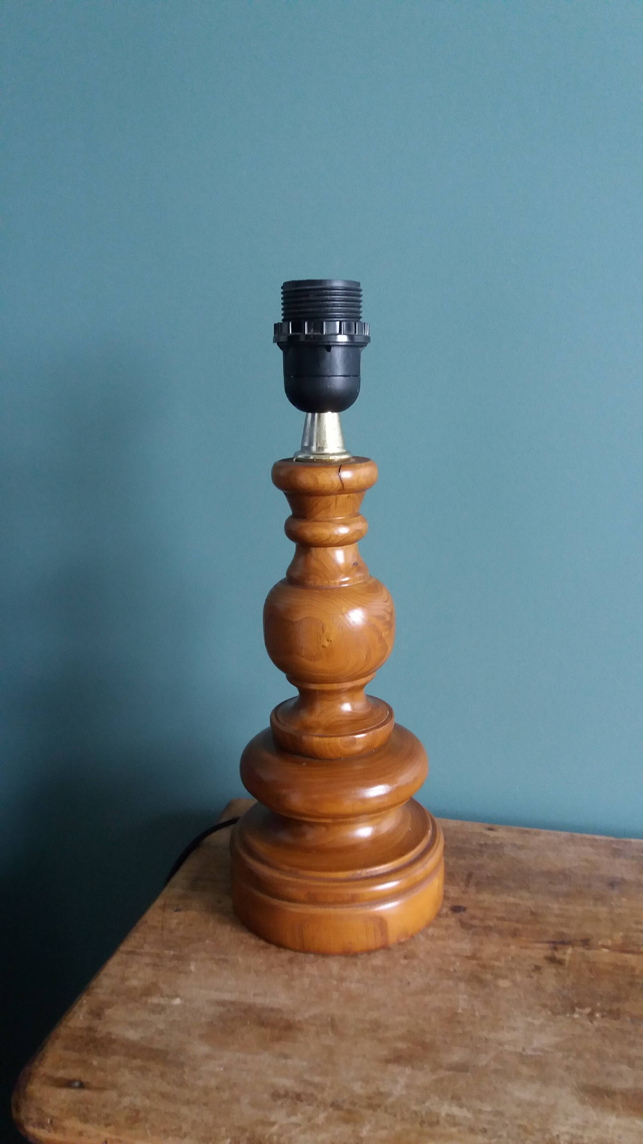 Lamp, turned wooden base