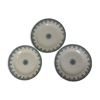 3 vintage flat plates in iron earth from HBC model Gagny