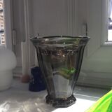 Vase ancien verre fumé pour fleurs séchées