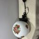Massive opaline glass pendant light with rose decor, 1970s