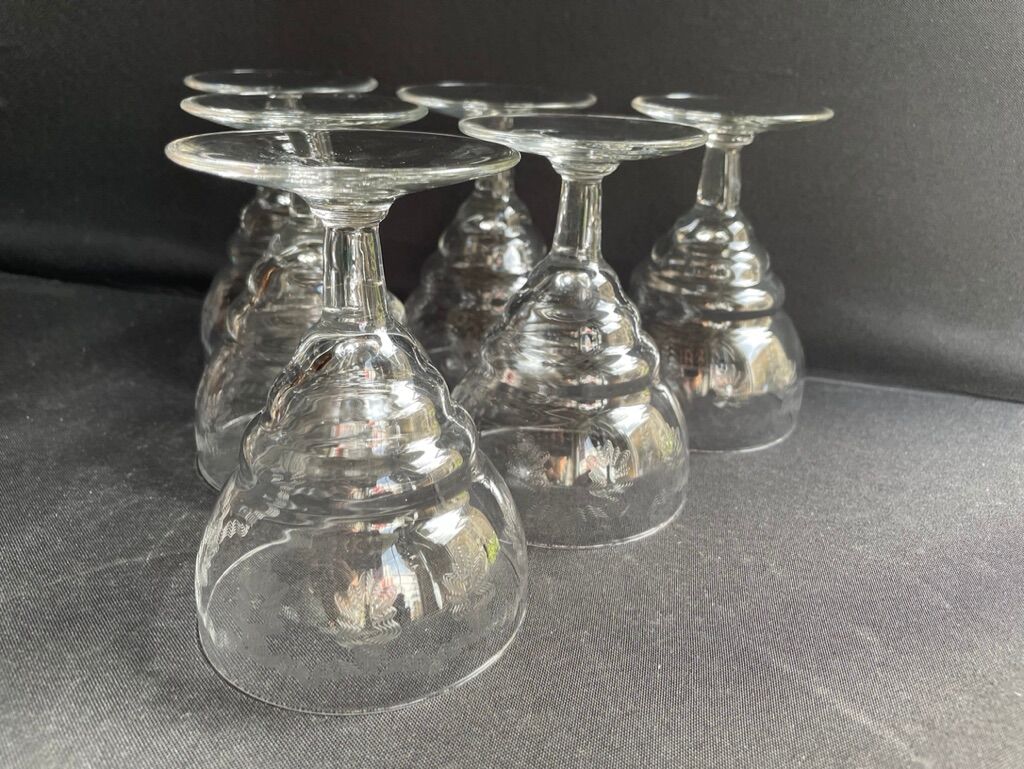 6 water glasses – guilloche blown crystal