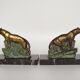 Vintage French Art Deco Panther Book Ends - Marble and Metal Bookends