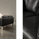 Vintage Mid-Century Danish Modern Two-Seater Black Leather Sofa, 1970s
