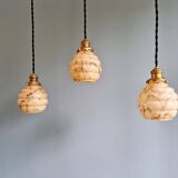 Art Deco suspension in marbled opaline with ouraline (4 available)