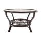 Table basse en bamboo et rotin avec plateau en verre 60s