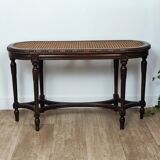 Caned piano bench
