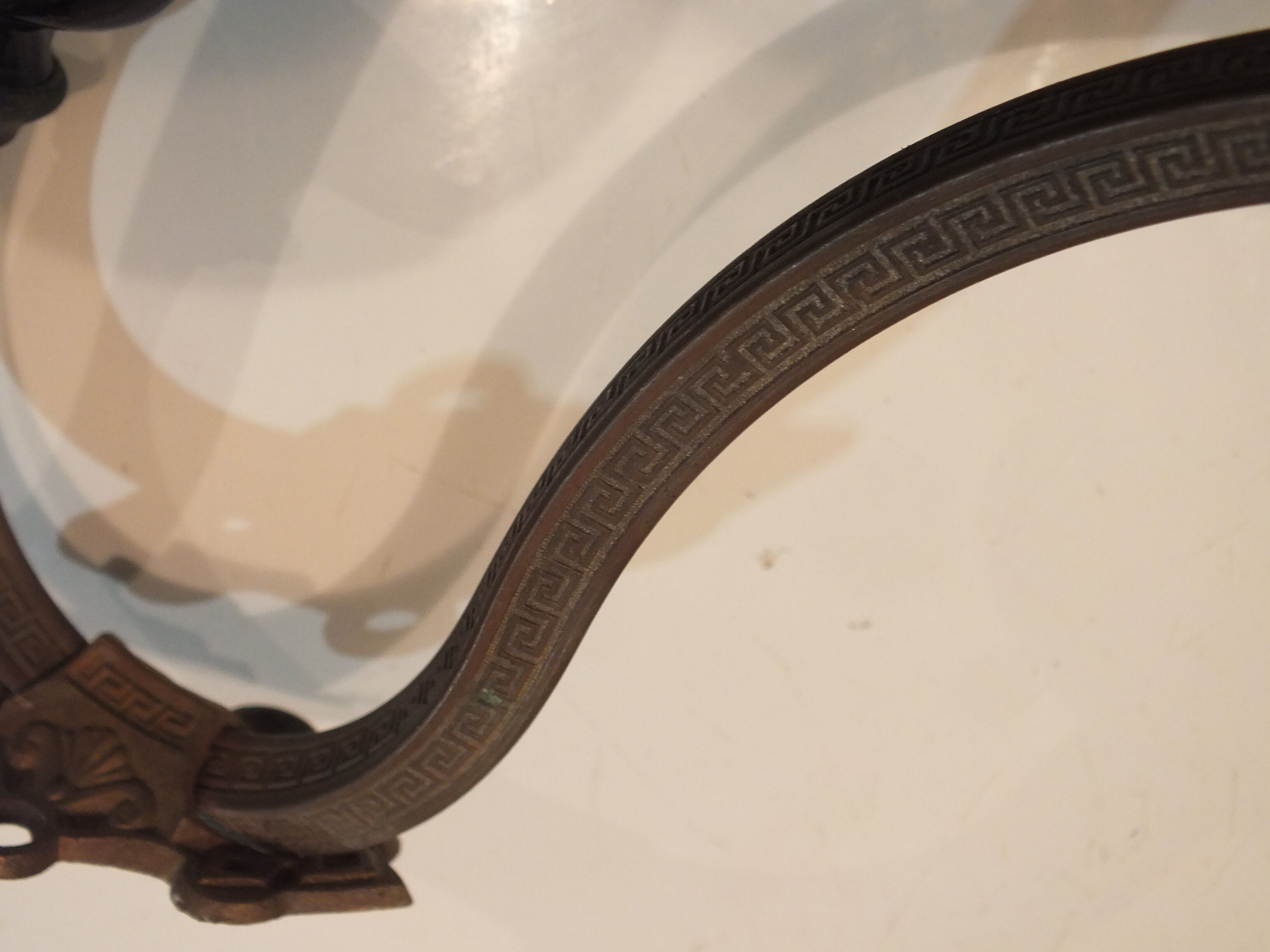 Old large hook Napoleon III in brass and earthenware