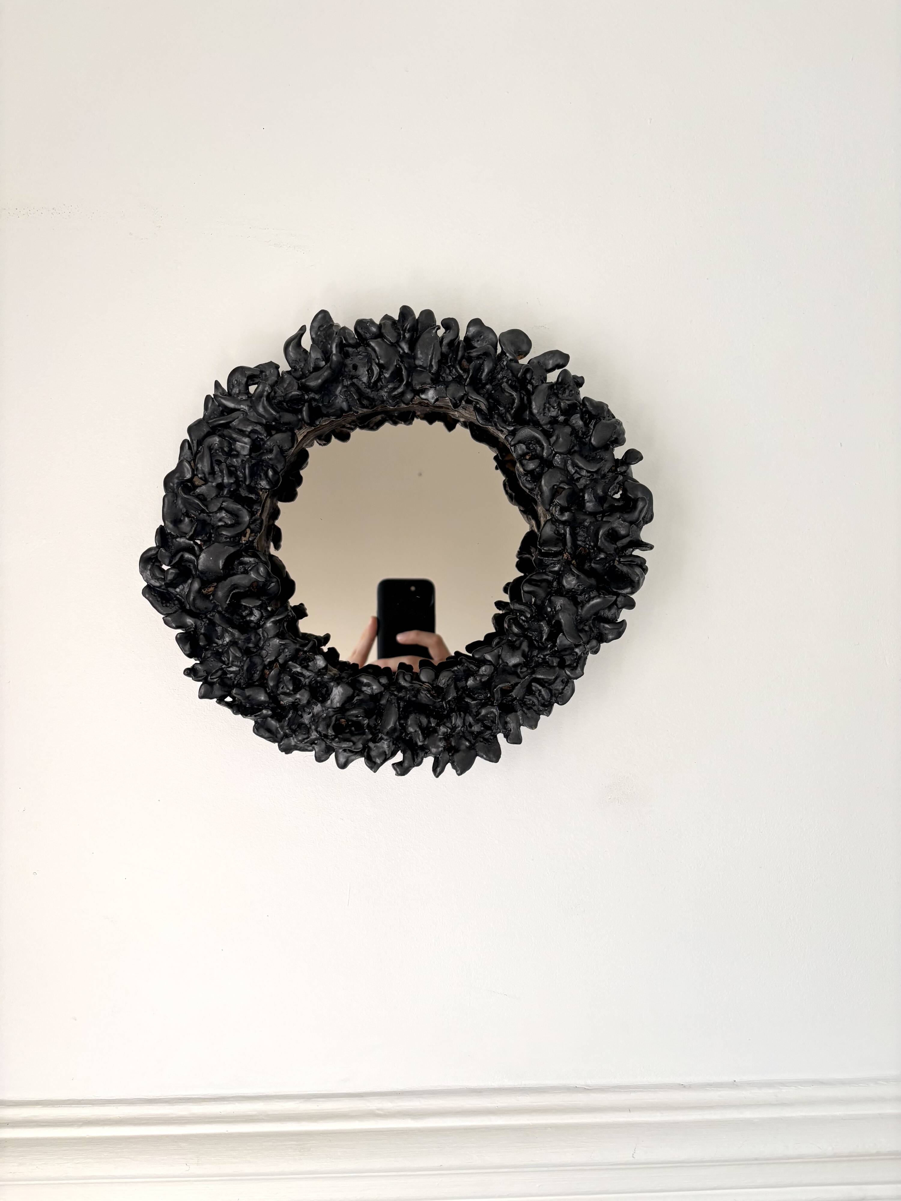 Contemporary French ceramic mirror, Bosco by Renzo Maar.